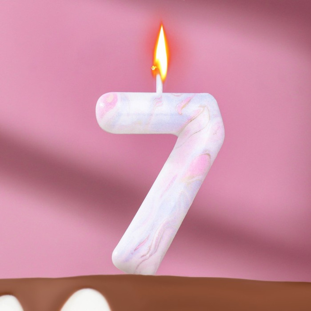 Свеча в торт ''Белый мрамор'', цифра ''7'', 5,5 см, Китай - фото1 Свеча в торт ''Белый мрамор'', цифра ''7'', 5,5 см, Китай - фото1