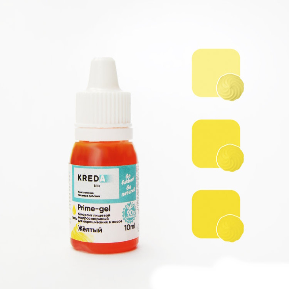 Краситель пищевой водорастворимый ЖЕЛТЫЙ 10 мл KREDA Prime-gel Россия - фото1