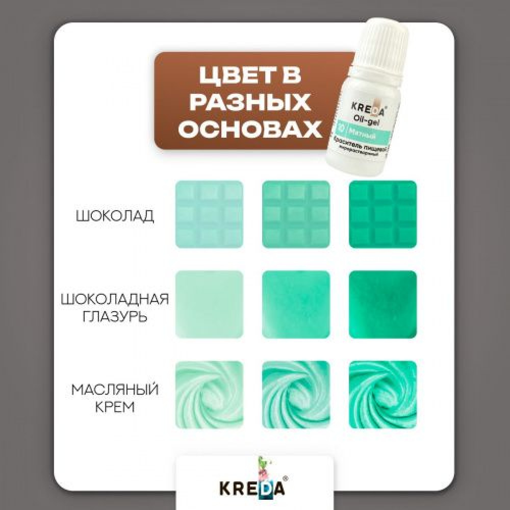 Пищевой краситель МЯТНЫЙ 10 мл KREDA Oil-gell Россия - фото2