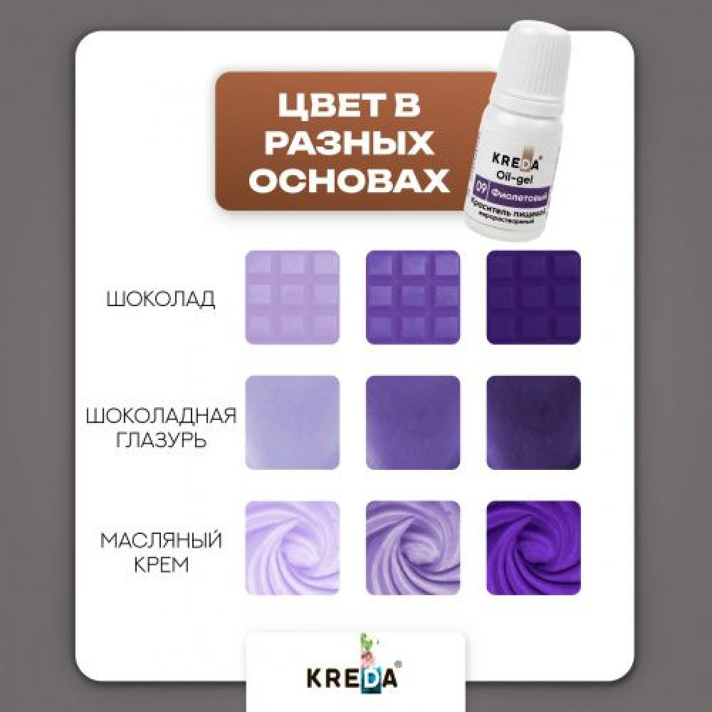 Пищевой краситель ФИОЛЕТОВЫЙ 10 мл KREDA Oil-gell Россия - фото2