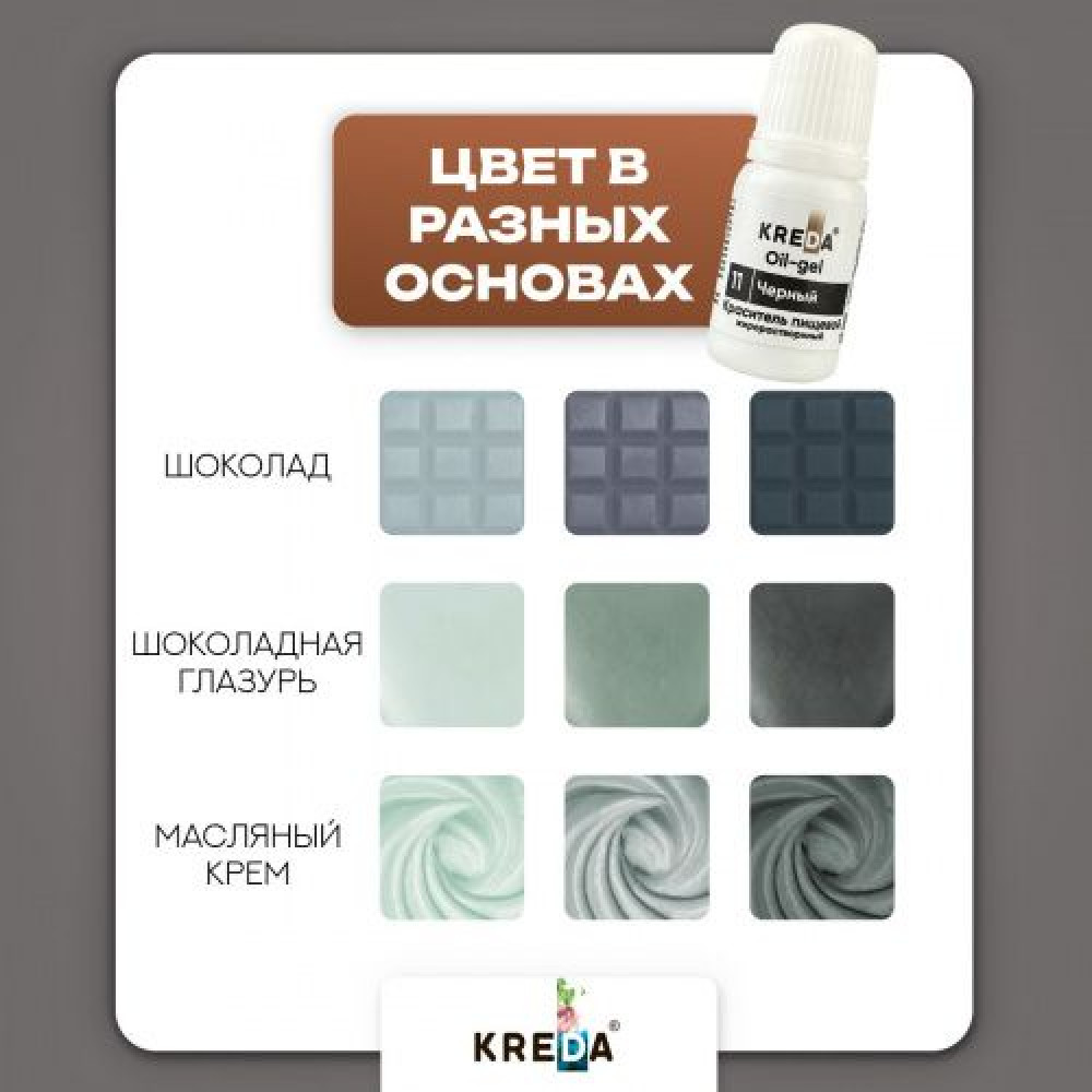 Пищевой краситель ЧЕРНЫЙ 10 мл KREDA Oil-gel l Россия - фото2