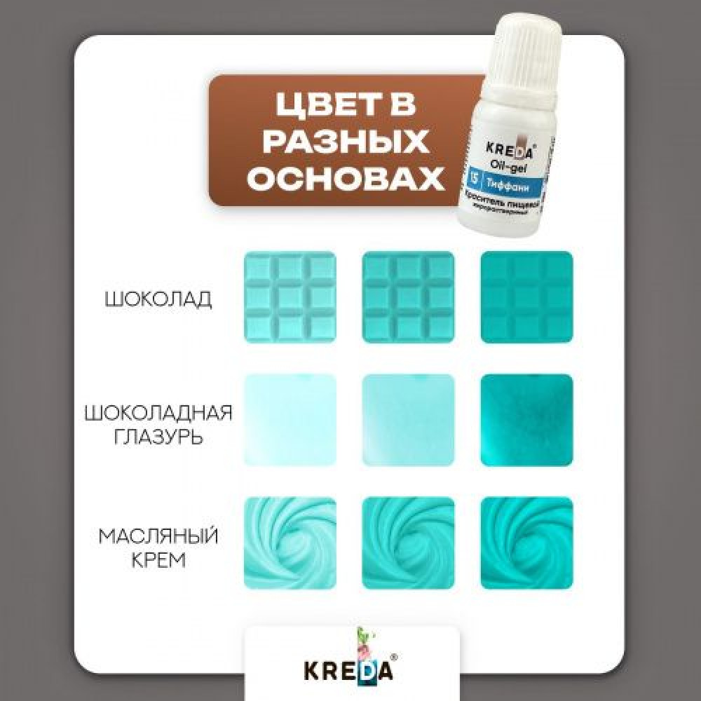 Пищевой краситель ТИФФАНИ 10 мл KREDA Oil-gell Россия - фото2