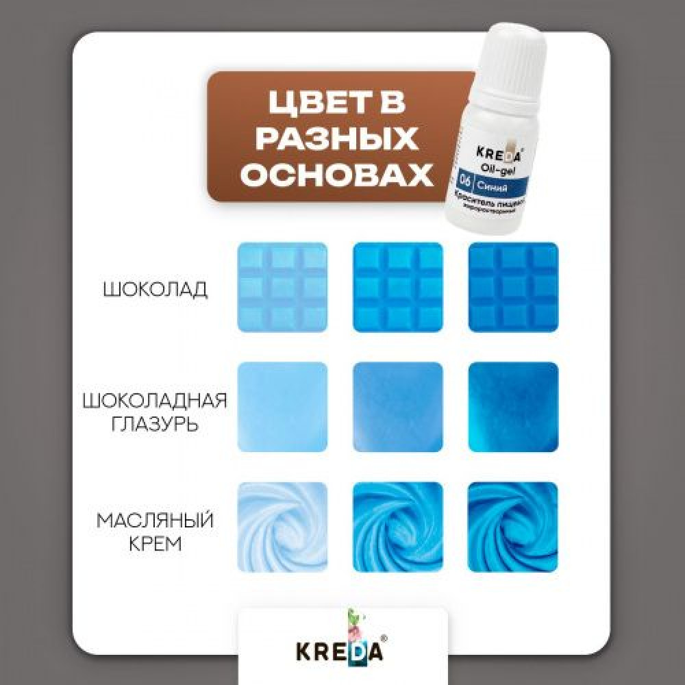 Пищевой краситель СИНИЙ 10 мл KREDA Oil-gell Россия - фото2
