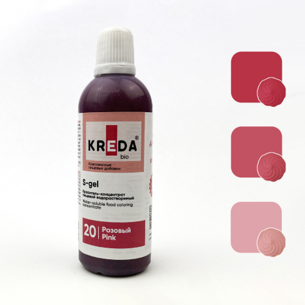 Пищевой краситель концентрат РОЗОВЫЙ 80 мл KREDA S-gel Россия - фото1