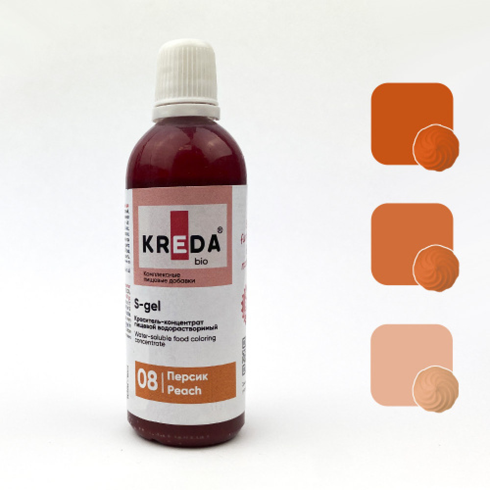 Пищевой краситель концентрат ПЕРСИК 80 мл KREDA S-gel Россия - фото1