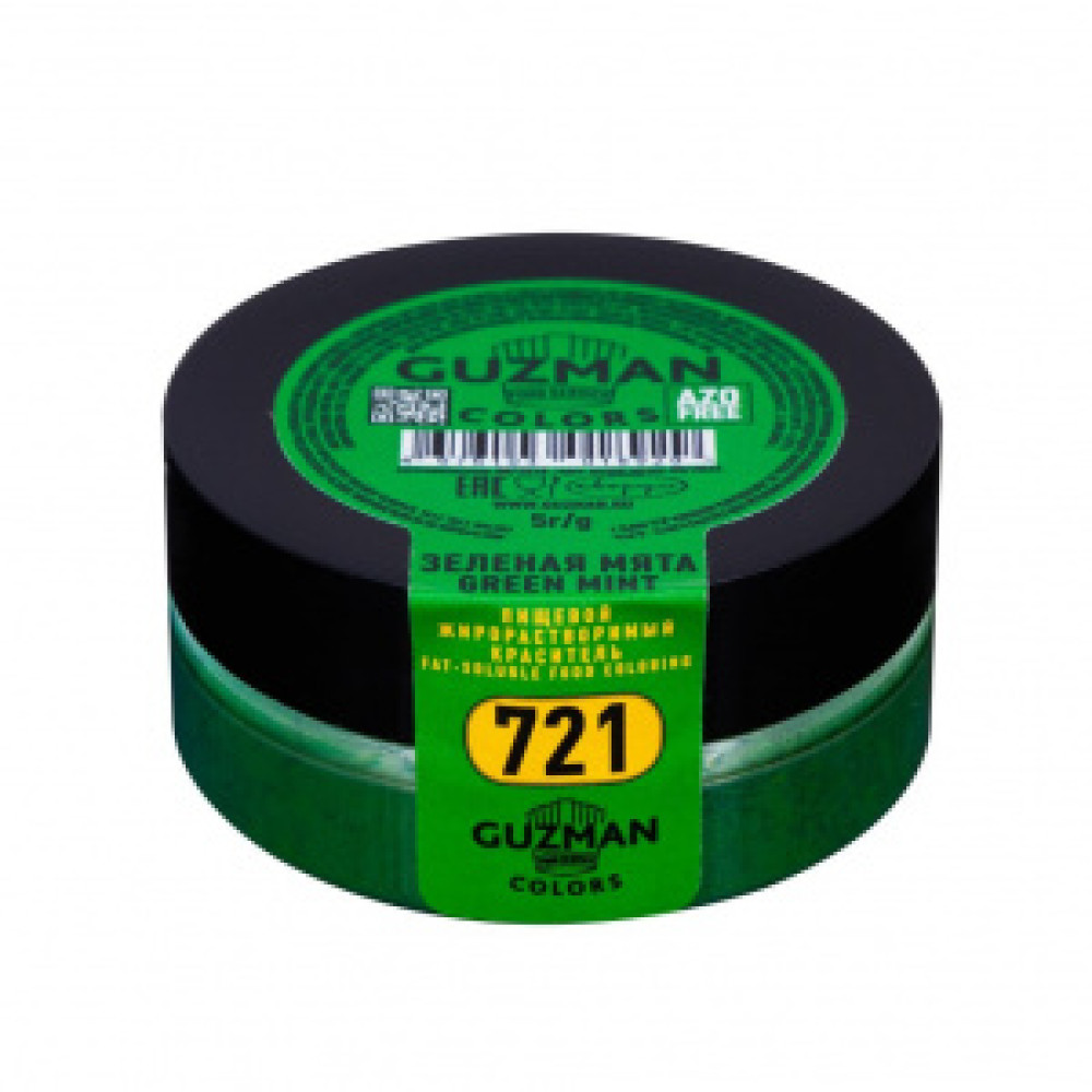 Пищевой краситель ЗЕЛЕНАЯ МЯТА 5 г. GUZMAN 721 жирораств. Россия - фото1
