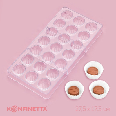 Форма для конфет и шоколада KONFINETTA «Шаффл», 27,5х17,5х2,5 см, 21 ячейка 3х3х1 см, цвет прозрачный, Китай - фото1