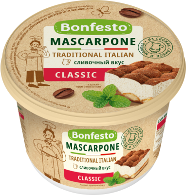 Сыр мягкий МАСКАРПОНЕ 78%, 500г, Bonfesto, Беларусь