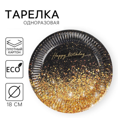 Тарелка бумажная HAPPY BIRTHDAY 18см 4817871 Россия - фото1 Тарелка бумажная HAPPY BIRTHDAY 18см 4817871 Россия - фото1