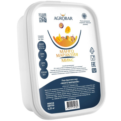 Пюре Агробар МАНГО-МАРАКУЙЯ МИКС, 250г, Россия