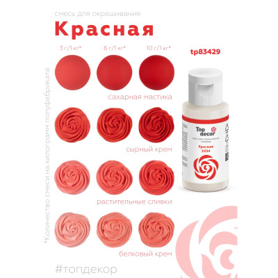 Смесь для окрашивания пищевая КРАСНАЯ 30 гр. Top Decor Россия - фото2
