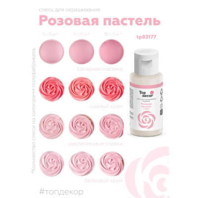Смесь для окрашивания пищевая РОЗОВАЯ ПАСТЕЛЬ 30 гр. Top Decor Россия - фото2 Смесь для окрашивания пищевая РОЗОВАЯ ПАСТЕЛЬ 30 гр. Top Decor Россия - фото2