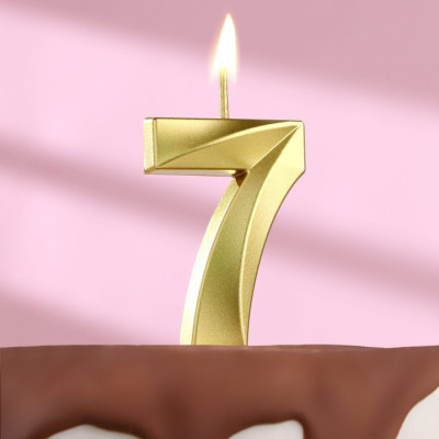 Свеча в торт цифра с гранью ''7'', золотой SG-CC-N1 - фото1