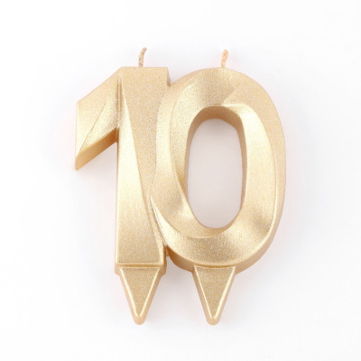 Свеча в торт юбилейная ''Грань'', цифра 10, золотой металлик, 6,5 см, Китай - фото2 Свеча в торт юбилейная ''Грань'', цифра 10, золотой металлик, 6,5 см, Китай - фото2