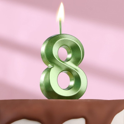 Свеча в торт на шпажке «Грань», цифра ''8'',изумруд, 5 см Китай - фото2