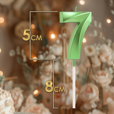 Свеча в торт на шпажке «Грань», цифра ''7'',изумруд, 5 см Китай - фото1