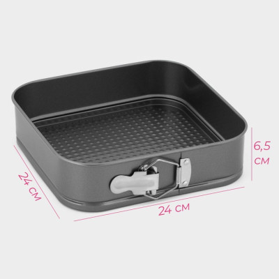 Форма для выпечки разъемная с а/п покрытием 24х6,5 см ''Элин. Квадрат'' Китай - фото1 Форма для выпечки разъемная с а/п покрытием 24х6,5 см ''Элин. Квадрат'' Китай - фото1