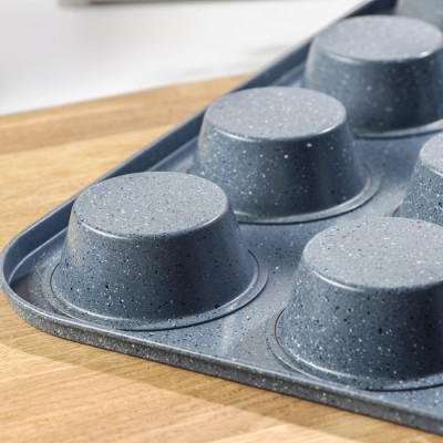 Форма для выпечки с а/п покрытием 35х27х3 см ''Мрамор. Круг'' 12 ячеек, Китай - фото2 Форма для выпечки с а/п покрытием 35х27х3 см ''Мрамор. Круг'' 12 ячеек, Китай - фото2