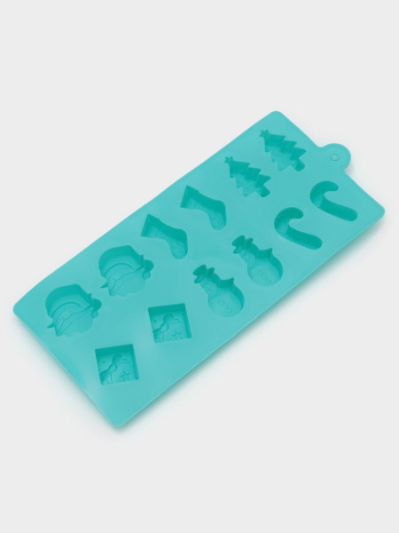 Форма для конд. украшений 12 ячеек 21,5х10х1,5 см ''Новый год'', бирюзовый, Китай - фото2