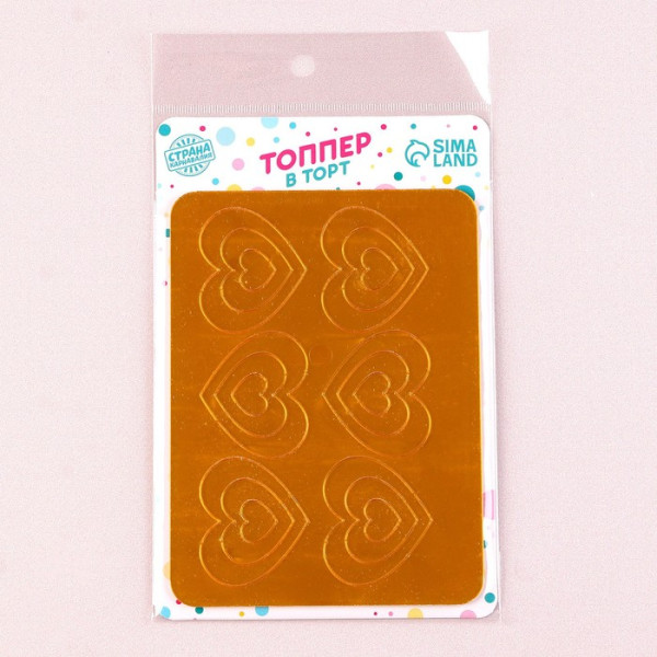 Украшение для торта ''Сердечки классические'', цвет золото, Китай - фото2