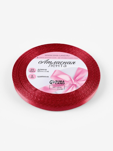Лента атласная 6мм (23м+-1м) глубокий красный №33 Китай - фото1