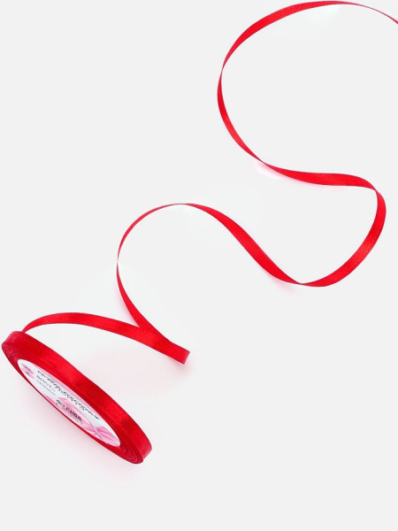 Лента атласная, 6 мм, 23±1 м, красная №26, Китай - фото2