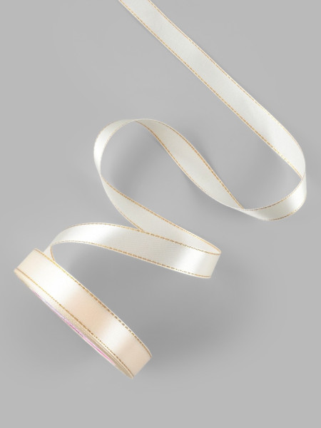 Лента атласная 15мм(23м±1м) золотые нити №08 светло-бежевый,Китай - фото1