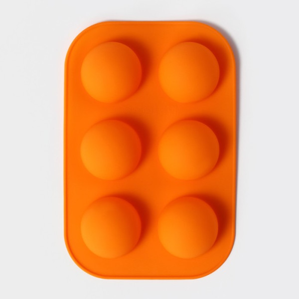 Форма для выпечки «Полусферы», силикон, 24?16 см, 6 ячеек, d=5.5 см,Китай - фото1