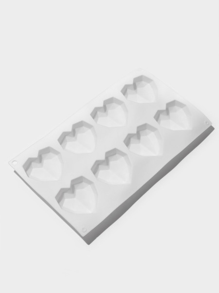 Форма для выпечки и муссовых десертов 8 ячеек 29х17х2 см ''Сердце'', цвет белый,Китай - фото2