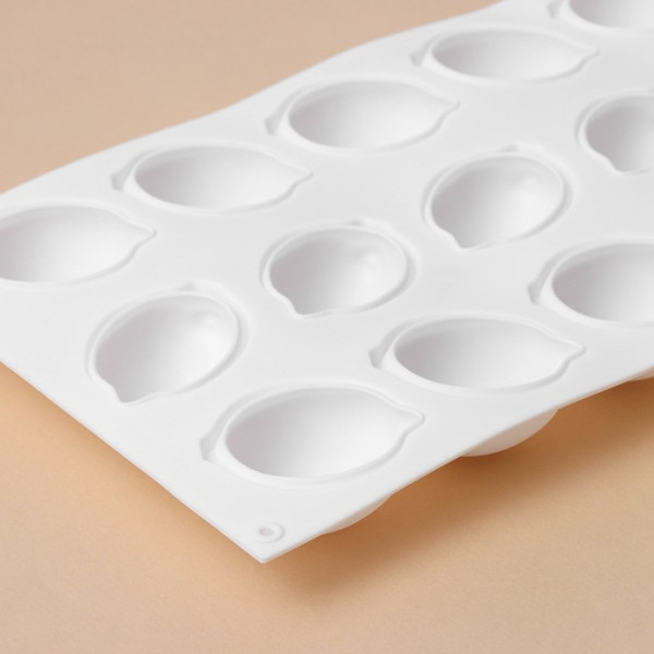 Форма для выпечки и муссовых десерт.KONFINETTA ''Лимоны'' 15яч. 29х17х3,2см (5,5х4), цвет белый, Китай - фото2