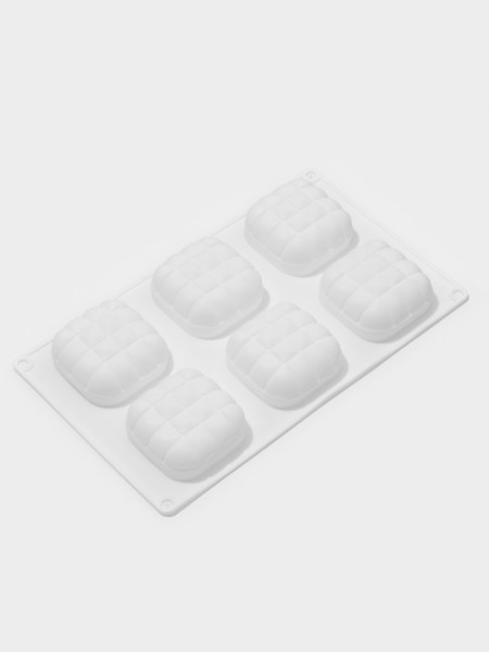 Форма для муссовых десертов и выпечки 6 ячеек 29х17х3 см (6,5х6,5 см) ''Перина'', цвет белый , Китай - фото1