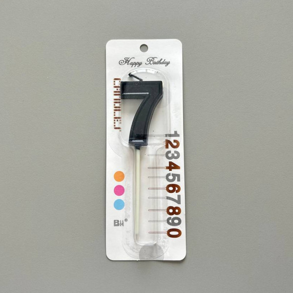 Свеча в торт на шпажке ЦИФРА 7, черный, SG-CC-NB, Китай - фото1