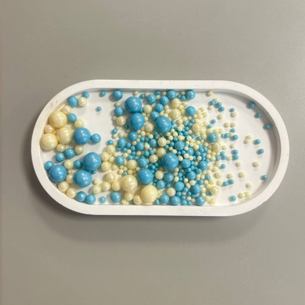 Драже зерновое в глазури (жемчуг бирюза,серебро) №195, 50 г., Россия - фото1