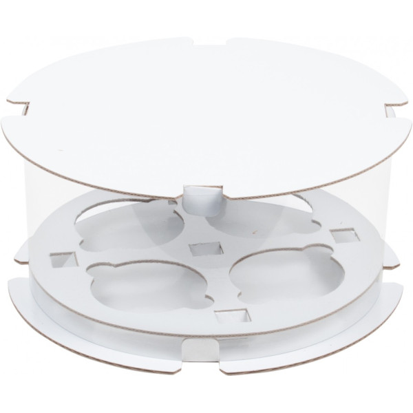 Коробка для 4 капкейков ТУБУС d-200мм h-100мм (белая), пряничный домик, РФ - фото1